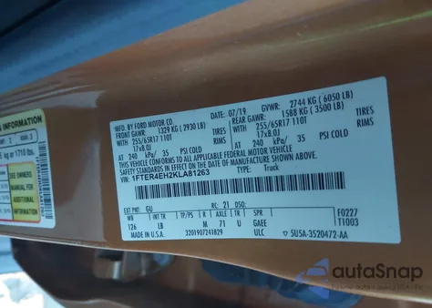 2019 Ford Ranger Xlt из США, поврежденный, VIN 1FTER4EH2KLA81263